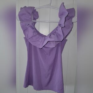 Lavender Ribbed Ruffle Sleeveless Top Medium NWOT ❤️